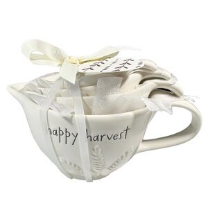 NEW Rae Dunn HAPPY HARVEST, GRATEFUL, THANKFUL, BLESSED MEASURING CUPS Set/4
